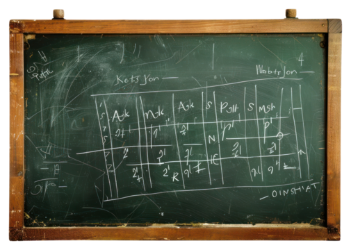 PNG Blackboard with maths equation text intelligence architecture.