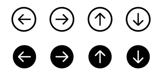 Arrows set icon. Left right up down arrow button black vector design. Vector illustration