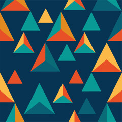 Colorful triangle pattern on dark blue background