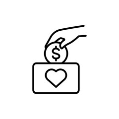 Donation outline icons, minimalist vector illustration ,simple transparent graphic element .Isolated on white background