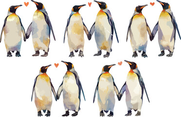 Obraz premium friendship penguin watercolor clipart