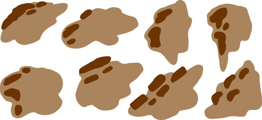 Abstract stain shape. Dotted random round silhouette isolated on white background. Basic brown blob or melt blot. Liquid free-form element with dot