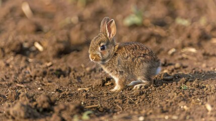 Baby rabbits exploring a spring garden, species activity, endearing