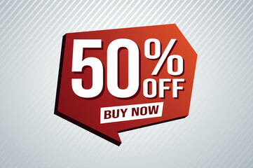 50% fifty percent off buy now poster banner graphic design icon logo sign symbol social media website coupon

