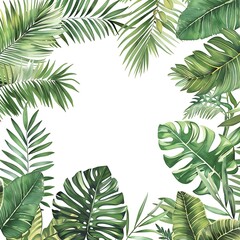 Fototapeta premium Tropical background with leaves