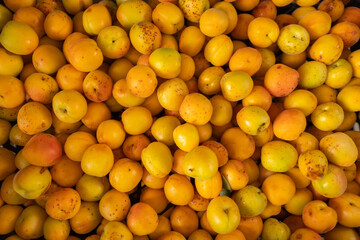 Ripe apricots fruit ecological food background