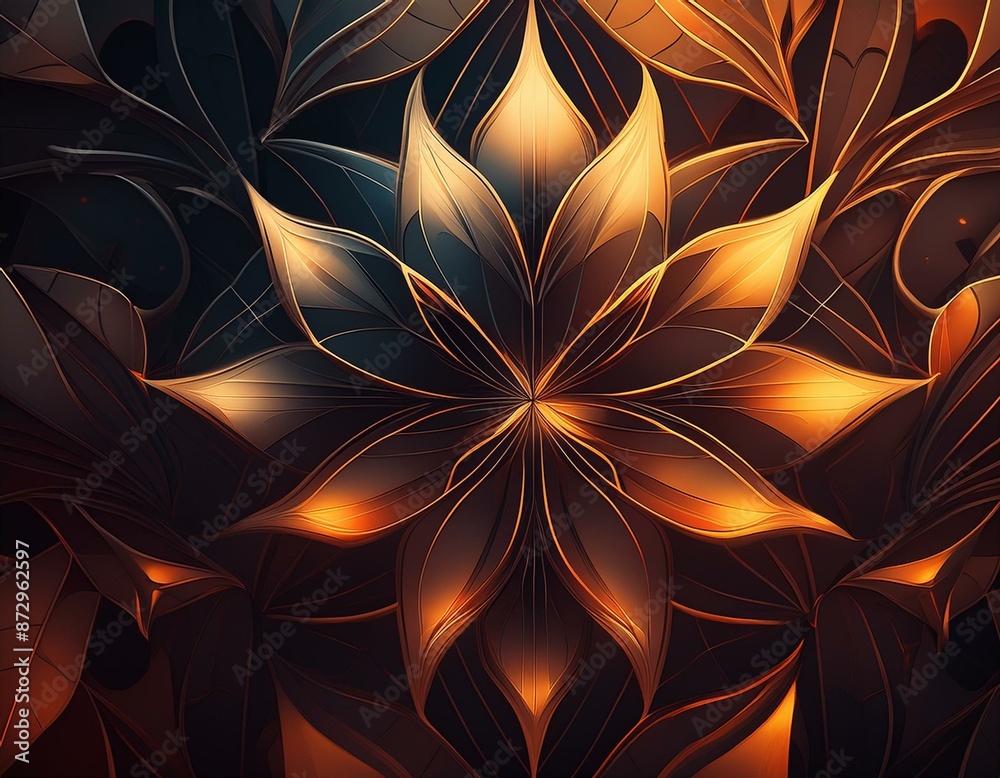 Wall mural abstract floral pattern with sharp contours and geometric elements