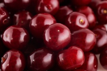 Fresh Cherries Displayed In A Fruit Market