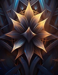 Abstract floral pattern with sharp contours and geometric elements