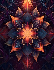 Abstract floral pattern with sharp contours and geometric elements