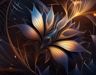 Abstract floral pattern with sharp contours and geometric elements