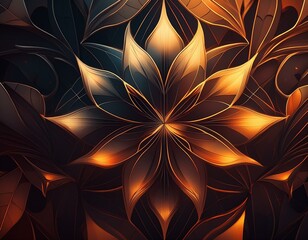 Abstract floral pattern with sharp contours and geometric elements