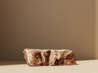 Premium podium on pastel background with plant branches, pebbles and natural stones.Mock up for the exhibitions, presentation of products, therapy, relaxation and health -3d render.