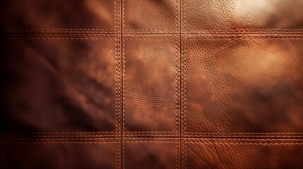 Fototapeta premium A rich brown leather surface with a subtle grid pattern, showcasing its natural texture and luxurious feel.
