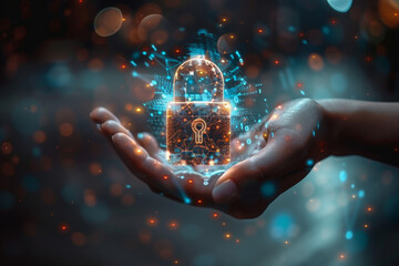 hand holding a padlock representing cyber security