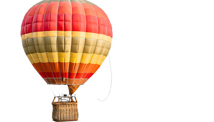 Naklejka premium Bright hot-air balloon with wicker basket on white background