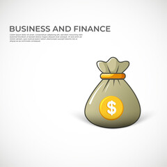 Money bag with dollar icon Cash interest rate business and finance return on investment financial solution prepayment and down payment concept