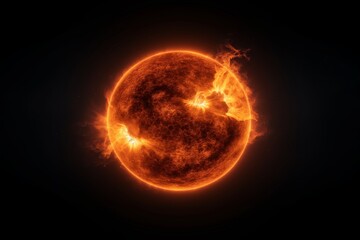 Fiery Solar Flare Explosion on the Sun's Surface, Intense Heat, Glowing Plasma, Celestial Phenomenon