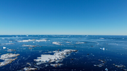 Antarctica from above. Drone view. Southern Ocean. Frozen Ocean