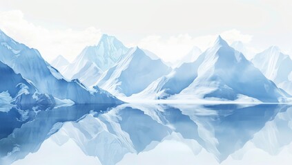 Fototapeta premium background of snow-covered mountains and calm water