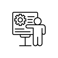 Administrator presentation outline icons, minimalist vector illustration ,simple transparent graphic element .Isolated on white background