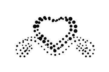 shape made of hearts on a white background .