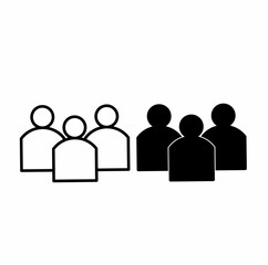 icon illustration of work group in business. vector three people on a white background