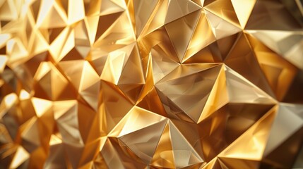 Graphic background illustrating geometric shape of reflective gold	
