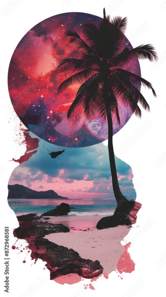 Canvas Prints png story background beach tree silhouette.