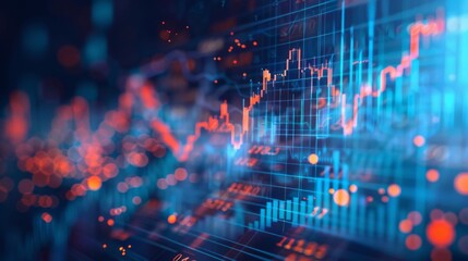 Detailed financial chart showing stock market fluctuations, economic indicators, and business analytics on a digital interface