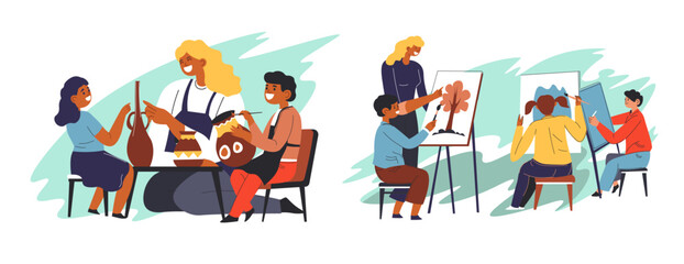 Naklejka premium Creative Group Art Class vector