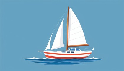 Fototapeta premium Minimalist Sailboat Vector Graphic: Convey Simplicity and Elegance with This Clean Design