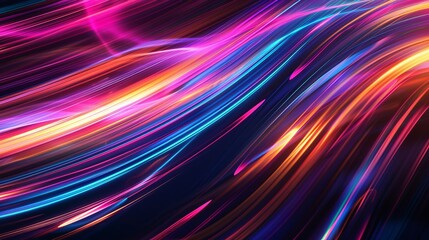 vibrant light streaks, black background 