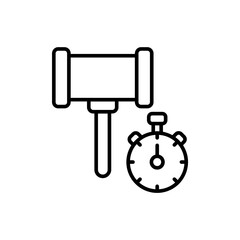 Auction timer outline icons, minimalist vector illustration ,simple transparent graphic element .Isolated on white background