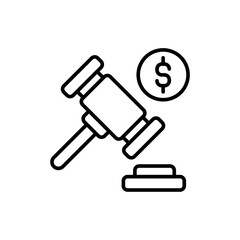 Auction outline icons, minimalist vector illustration ,simple transparent graphic element .Isolated on white background