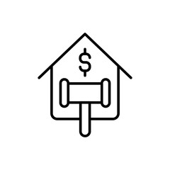 House Auction outline icons, minimalist vector illustration ,simple transparent graphic element .Isolated on white background
