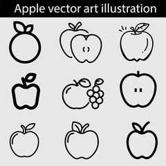Apple Icons. Set of Different Thin Line Apple Symbols Isolated on a White Background. Vector Illustration. Editable Stroke
