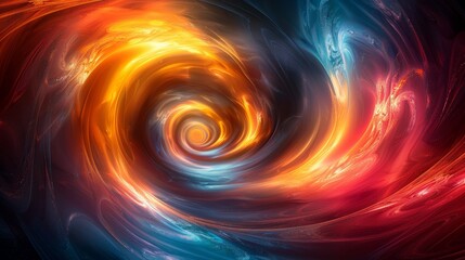 Abstract digital artwork featuring a swirling, tunnel-like pattern with vibrant colors
