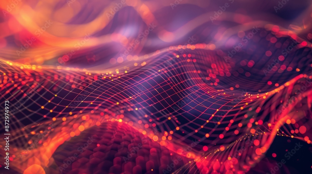 Poster abstract technology and science background with mesh network and geometric lines and shapes, perfect