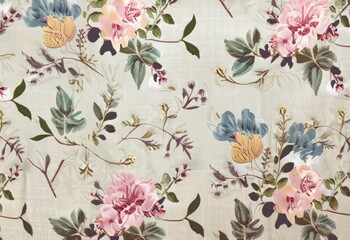 A detailed view of a floral design on a clean white backdrop, illustrating elements of textile artistry and creative patterns in a rectangular layout
