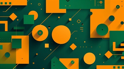 Obraz premium Dynamic interplay of geometric shapes and vibrant colors in abstract digital artwork