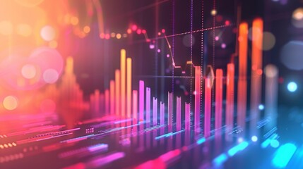 Interactive digital graph and stock market analysis concept with real-time trading data, financial charts, and investment insights on modern business analytics dashboard