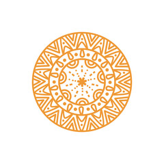 Doodle mandala inspired by seed and rims wheels decoration line illustration that can be used for sticker, scrapbook, icon, decorative, e.t.c with aesthetic orange color