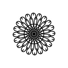Doodle mandala decoration inspired by daisy sunflower and seed that can be used for sticker, scrapbook, icon, decorative, e.t.c with aesthetic black color