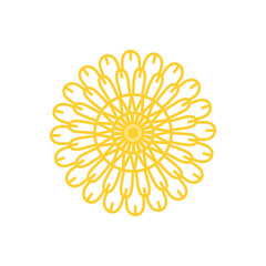Doodle mandala decoration inspired by daisy sunflower and seed that can be used for sticker, scrapbook, icon, decorative, e.t.c with aesthetic yellow color
