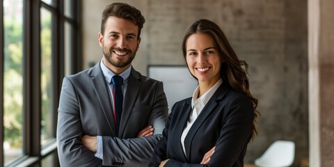Two people in suits are smiling for the camera. They are both wearing ties and appear to be professional