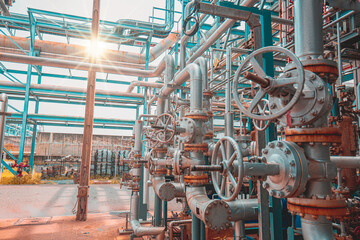 Pipe line oil and gas valves at gas plant pressure safety valve
