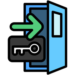 Check In lineal multi color icon, related to hotel service, travel, vacation theme. use for modern concept, UI or UX kit, web and app development