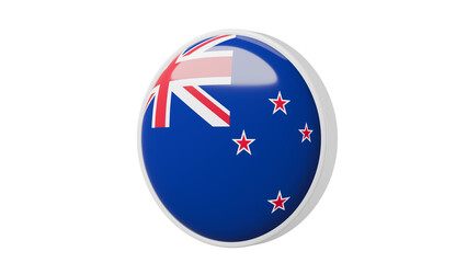 New Zealand Circle flag icon . Transparent backgound. 3d rendered with alpha channel. Round shape.