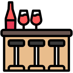 Bar Lounge lineal multi color icon, related to hotel service, travel, vacation theme. use for modern concept, UI or UX kit, web and app development